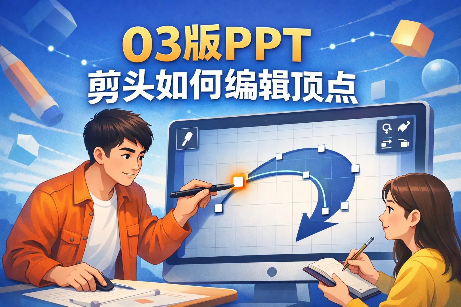 03版ppt剪头如何编辑顶点