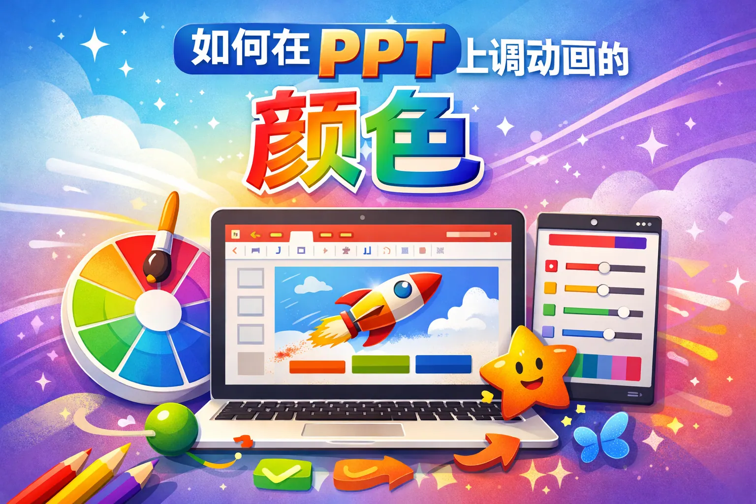 如何在ppt上调动画的颜色