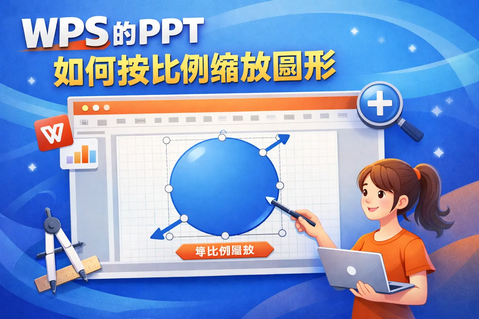 wps的ppt如何按比例缩放圆形