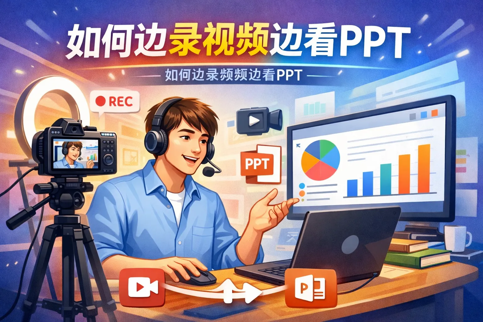 如何边录视频边看ppt