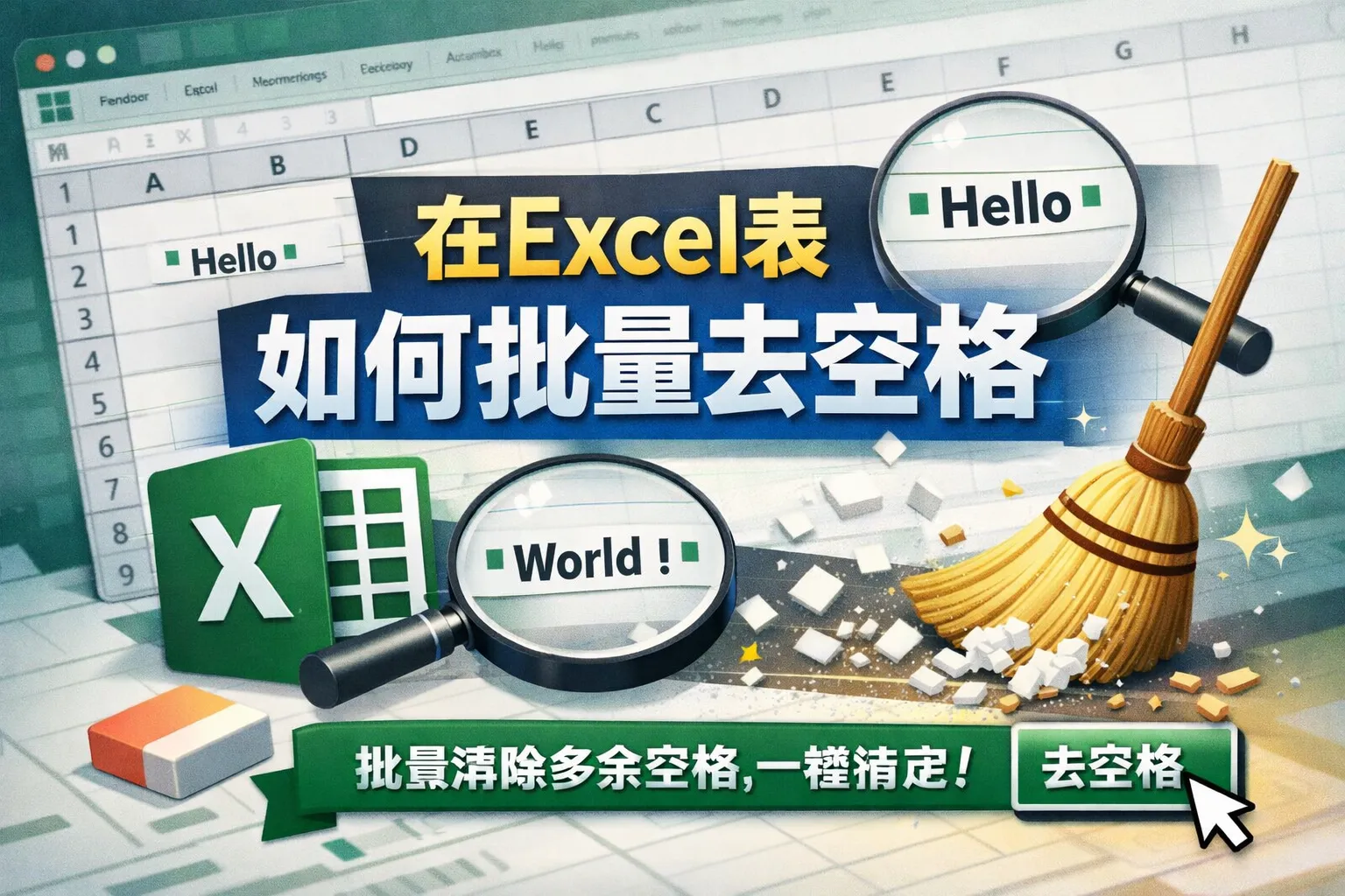 在excel表如何批量去空格