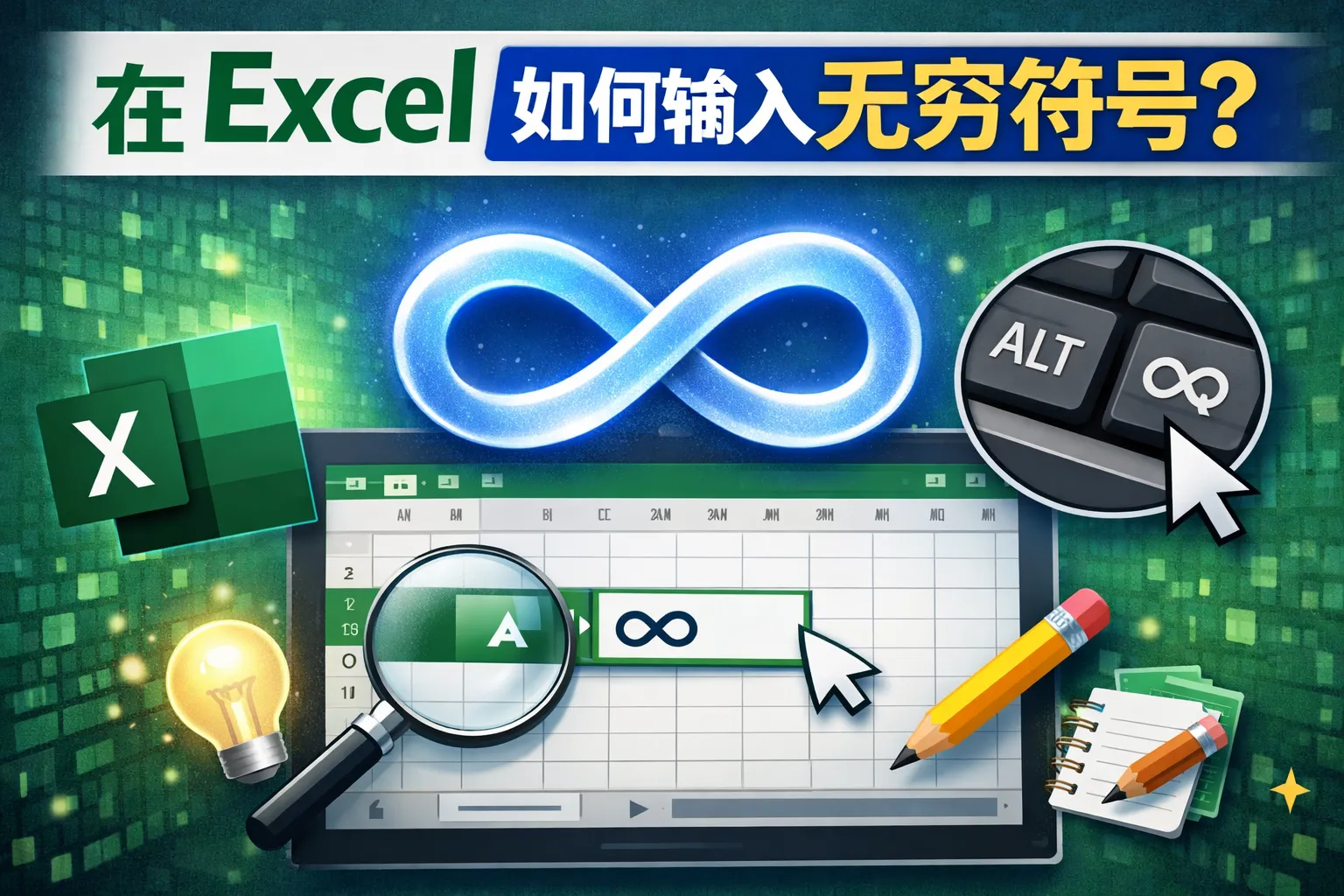 在excel如何输入无穷符号