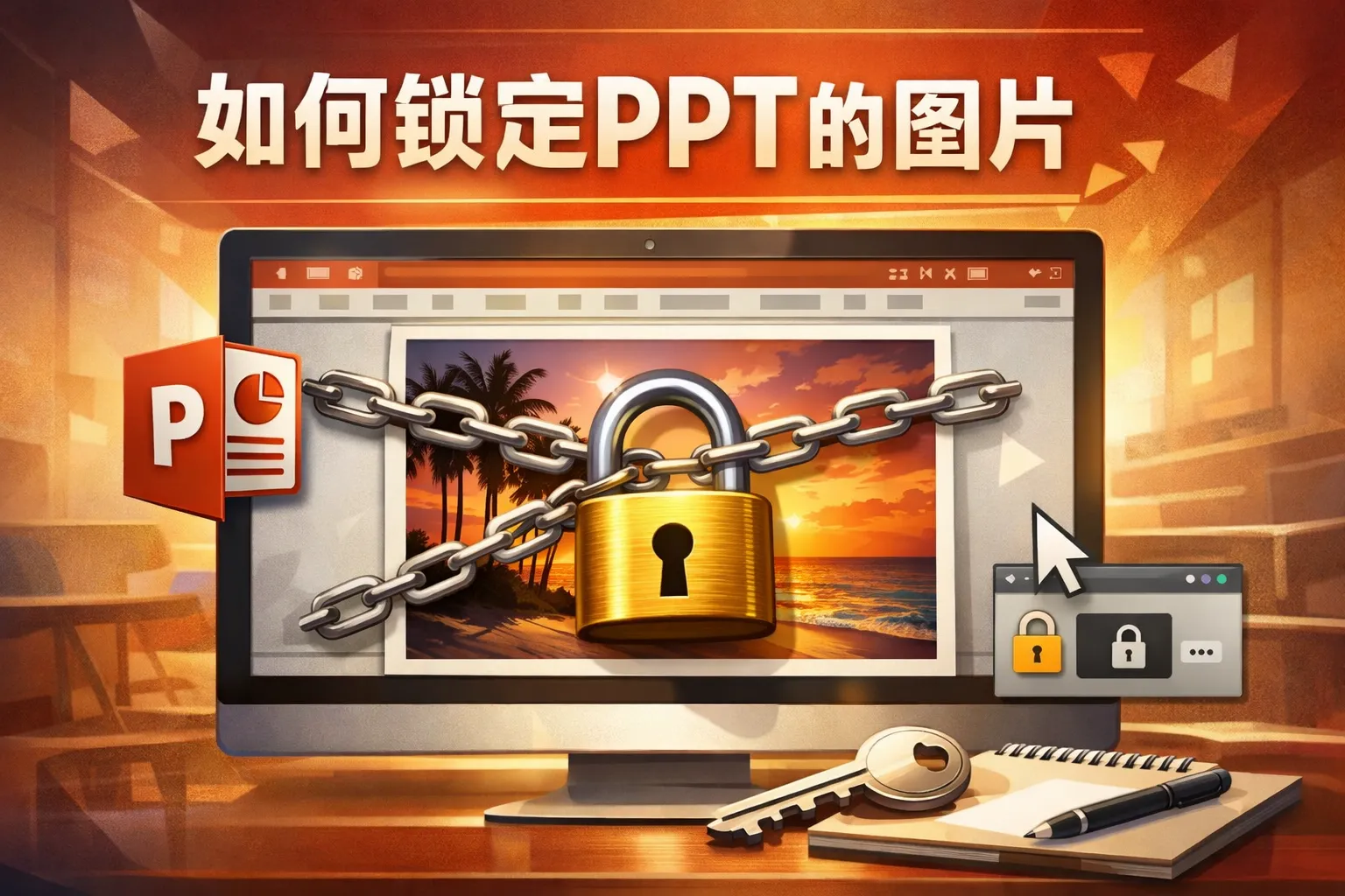 如何锁定ppt的图片