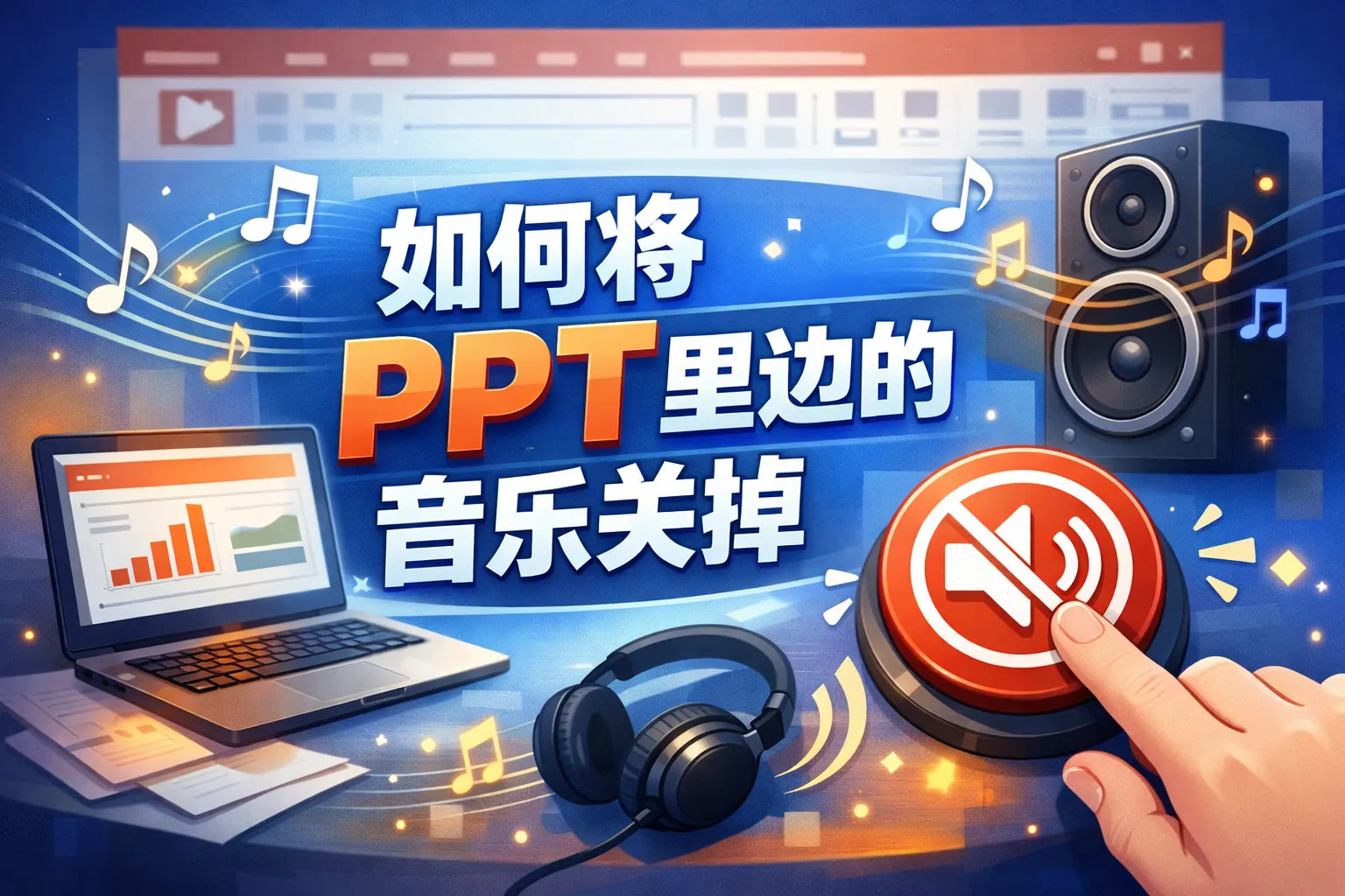 如何将ppt里边的音乐关掉