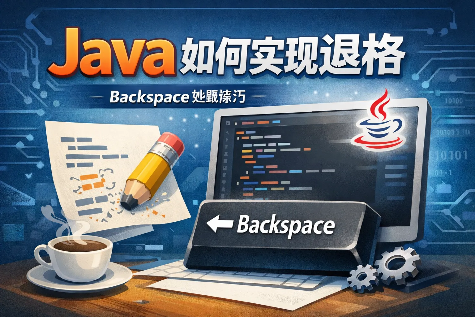 java如何实现退格