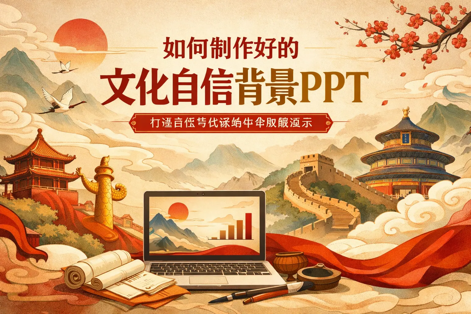 如何制作好的文化自信背景ppt