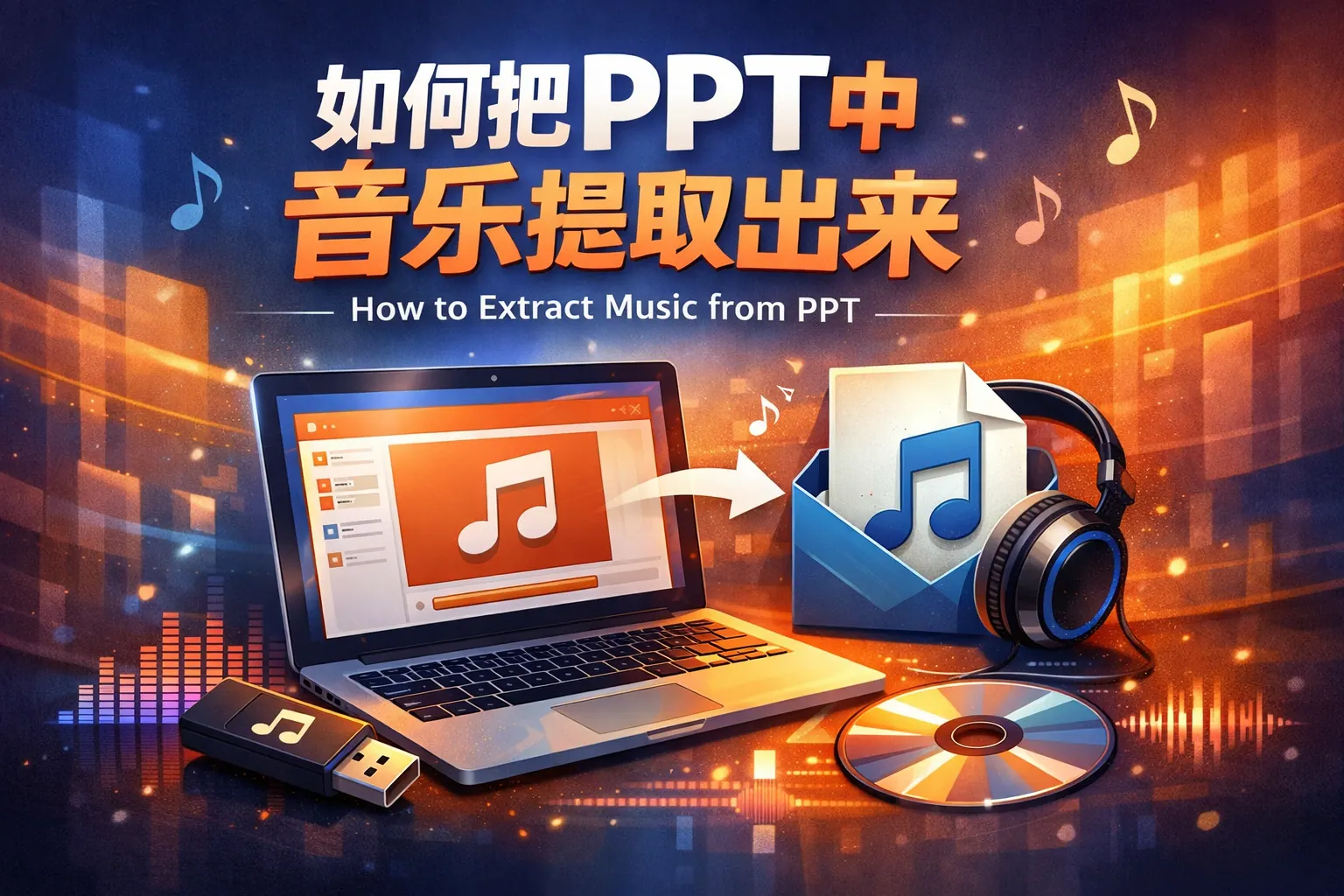 如何把ppt中音乐提取出了