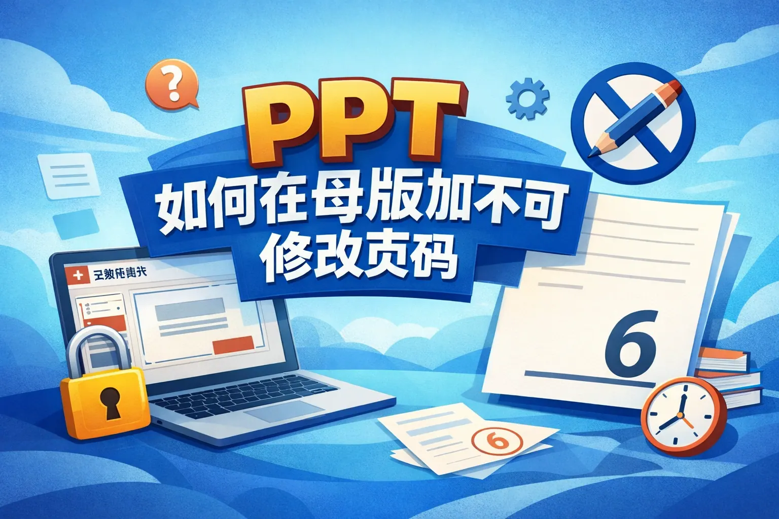 ppt如何在母版加不可修改页码