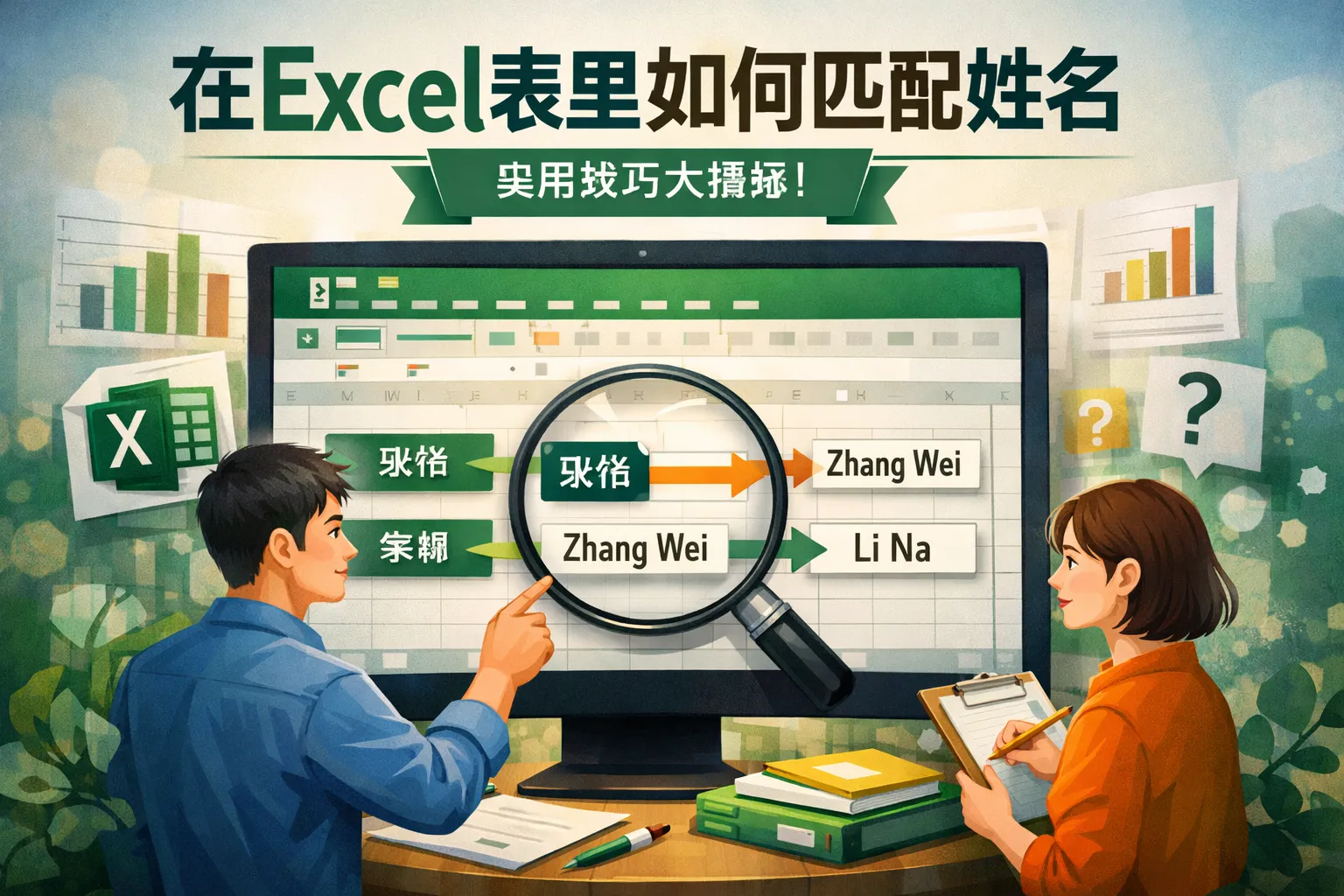 在excel表里如何匹配姓名