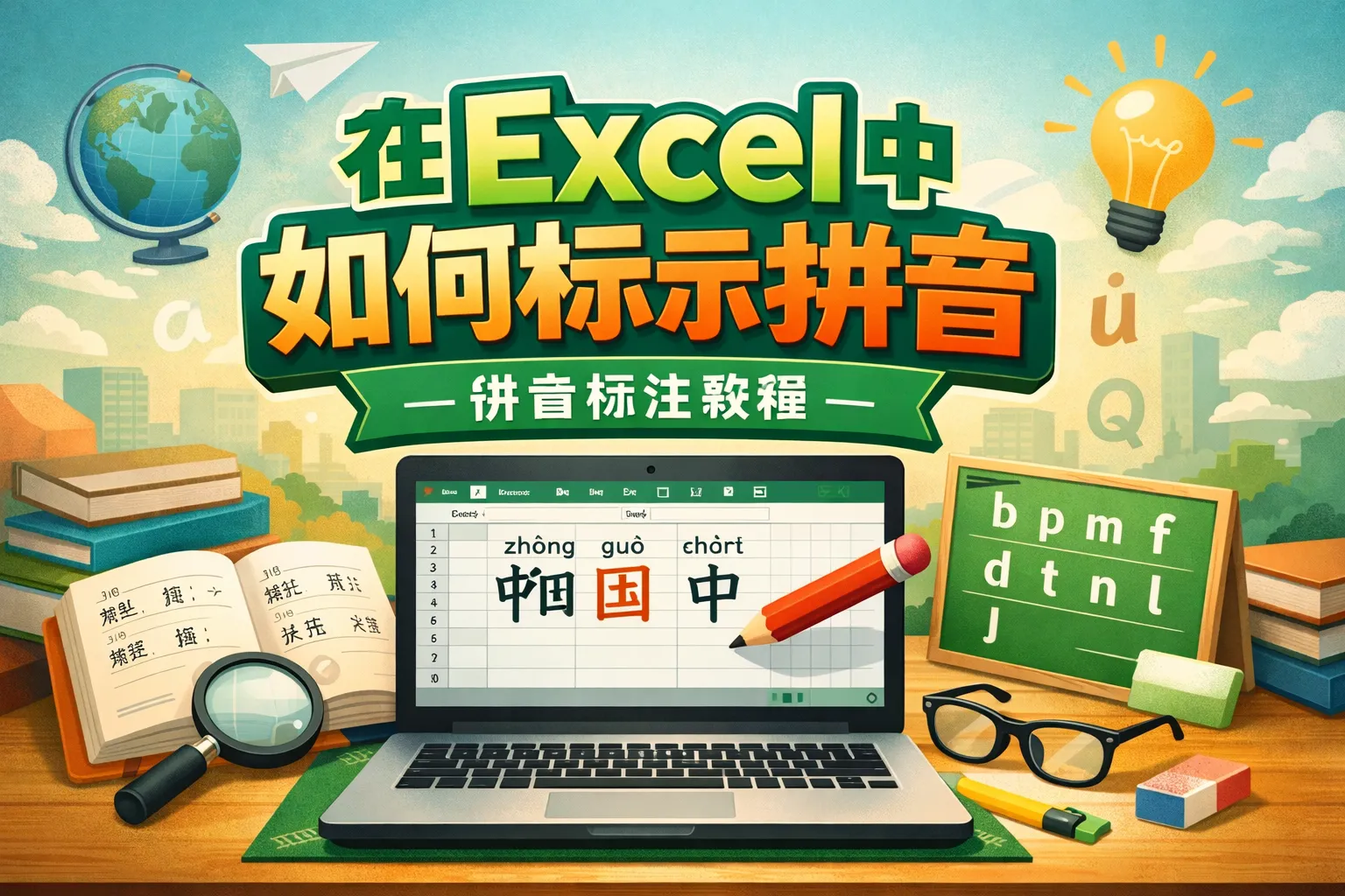 在excel中如何标示拼音