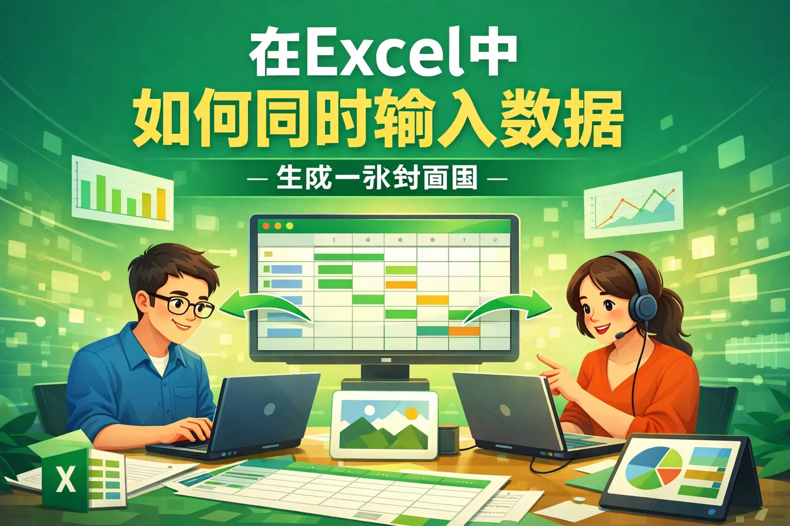 在excel中 如何同时输入数据