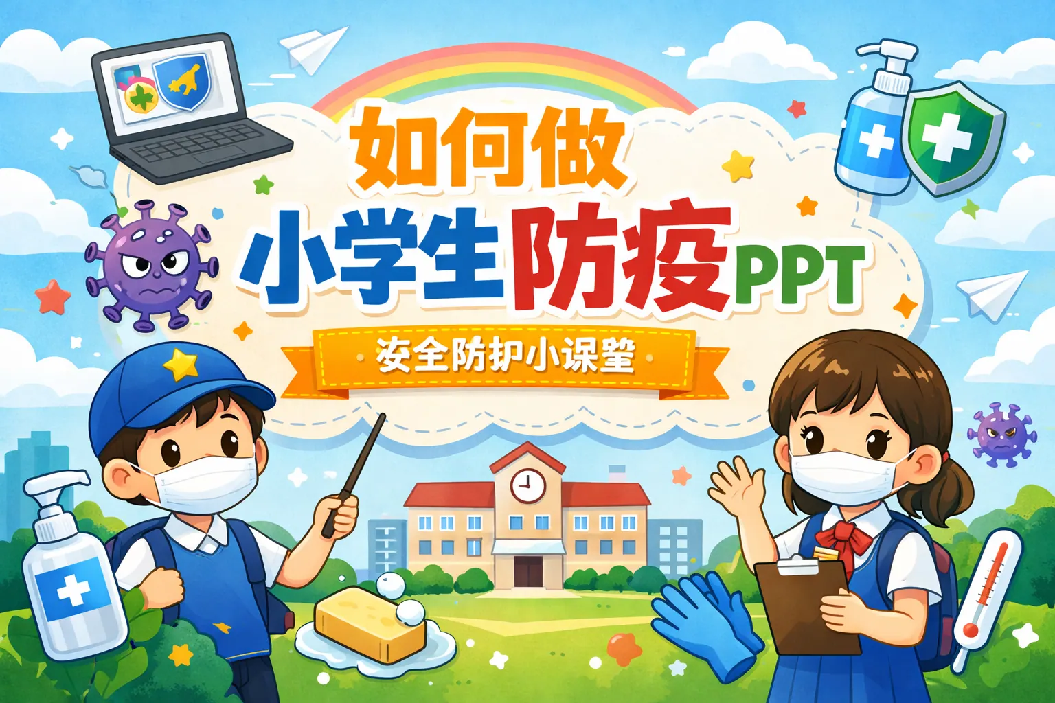 如何做小学生防疫ppt