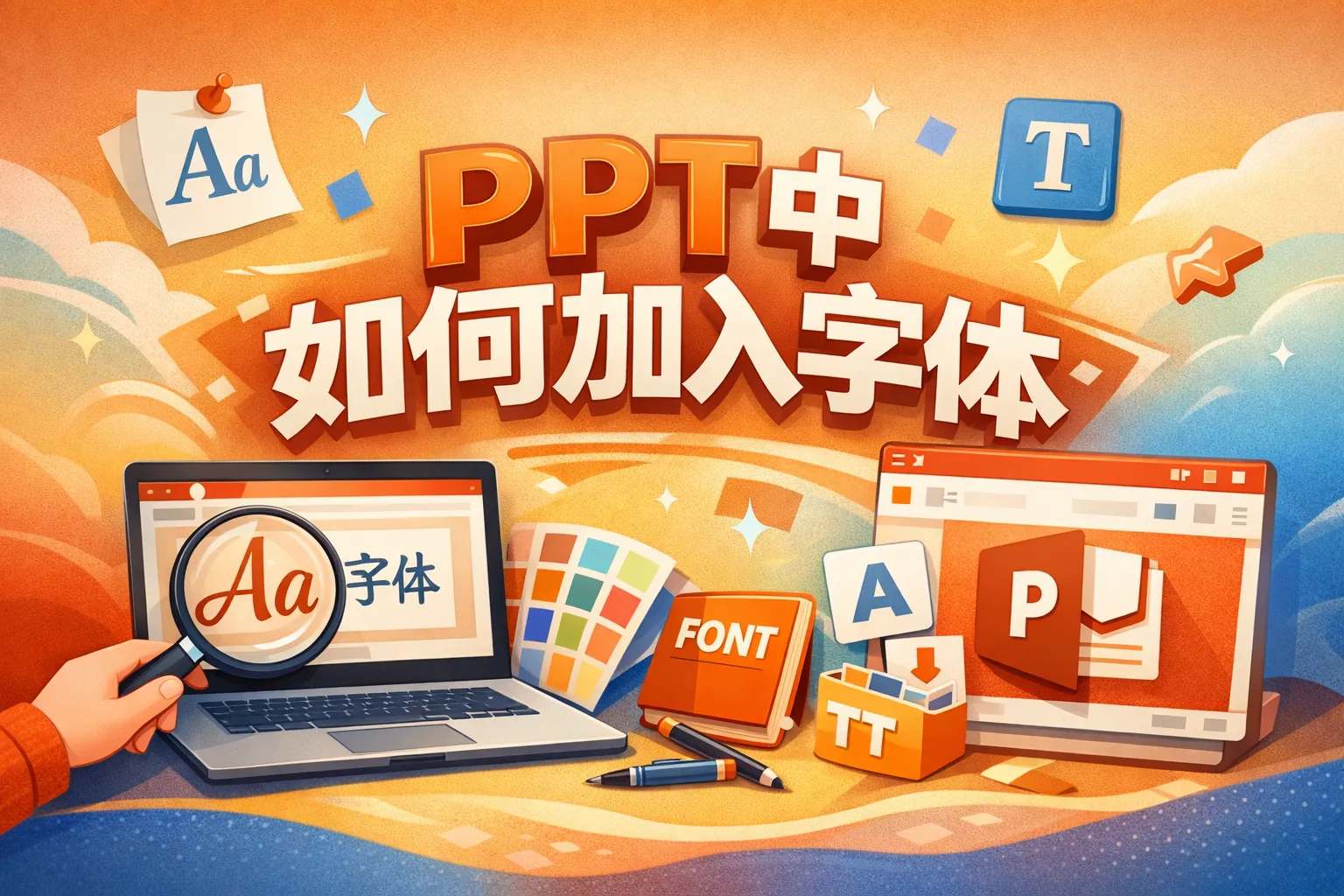 ppt中如何加入字体