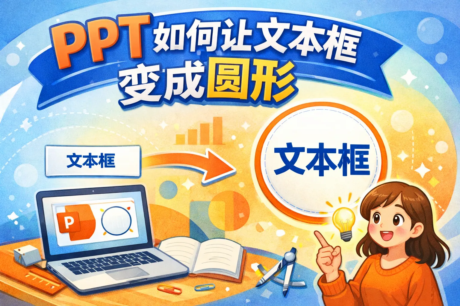 ppt如何让文本框变成圆形