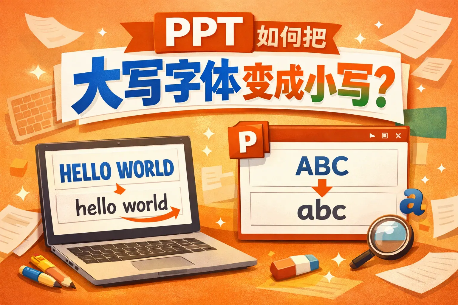 ppt如何把大写字体变成小写