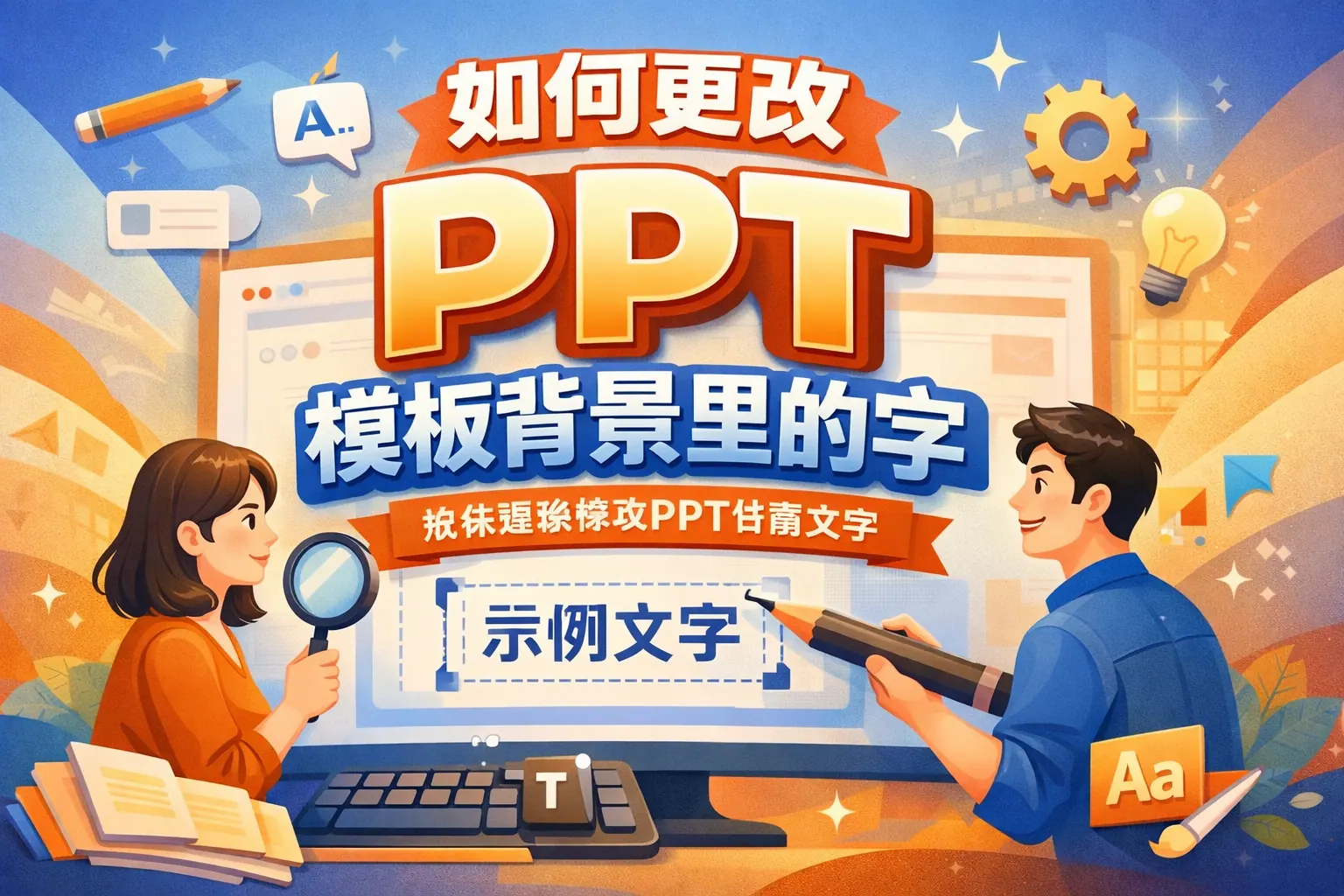 如何更改ppt模板背景里的字