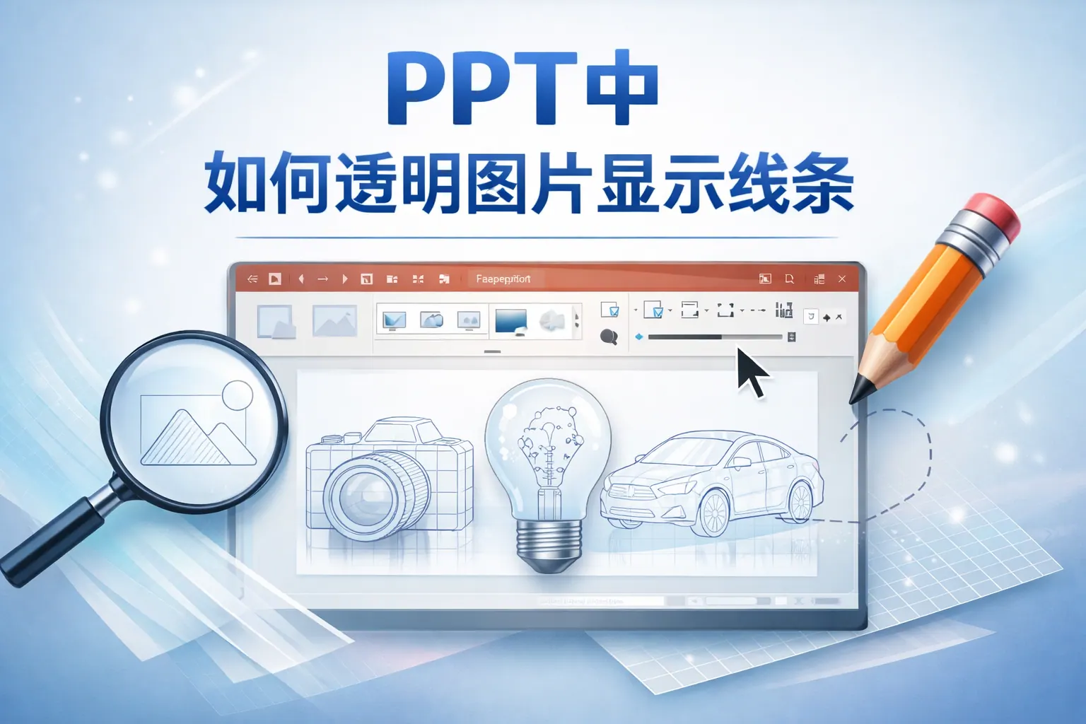 ppt中如何透明图片显示线条