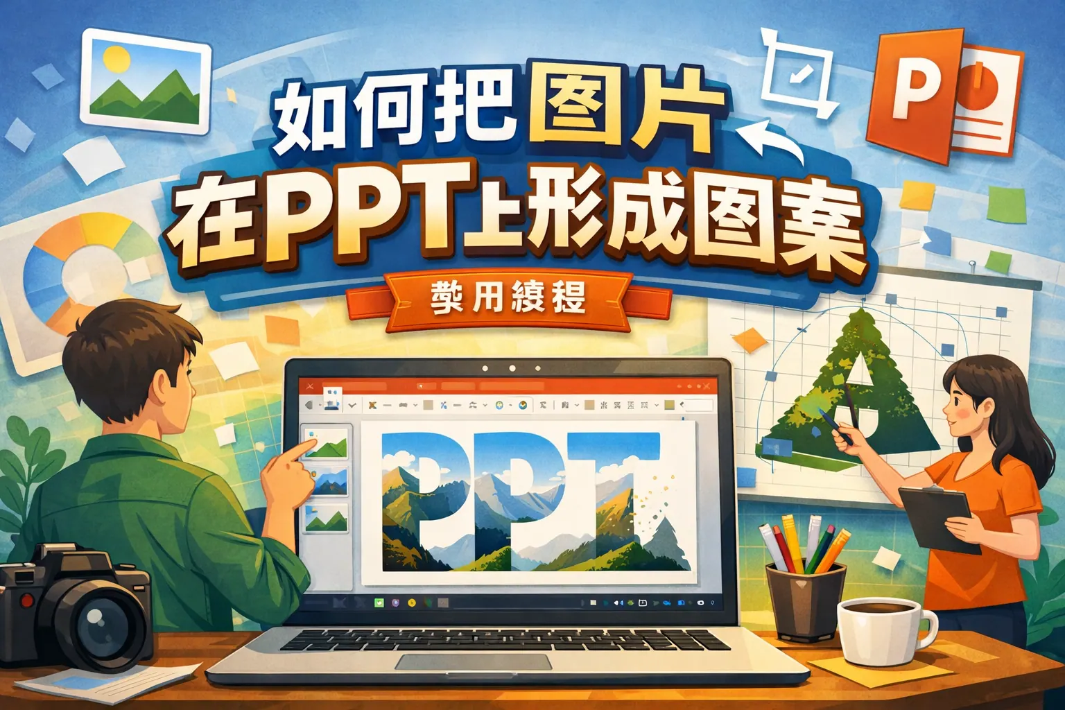 如何把图片在ppt上形成图案