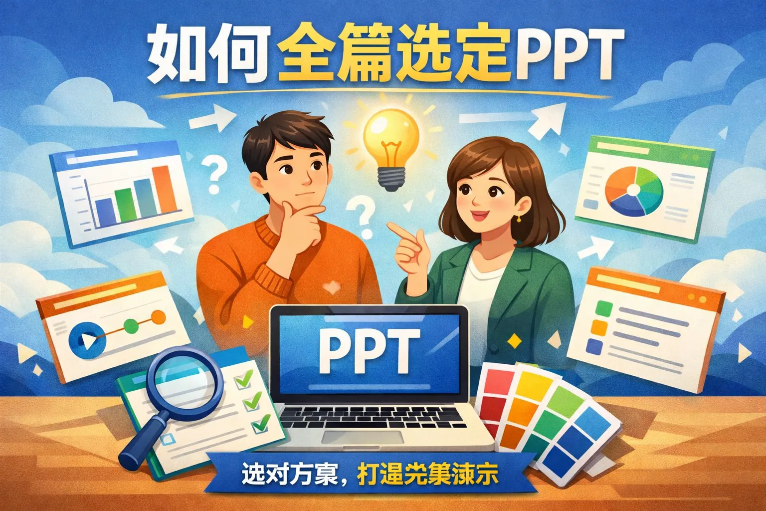 如何全篇选定ppt