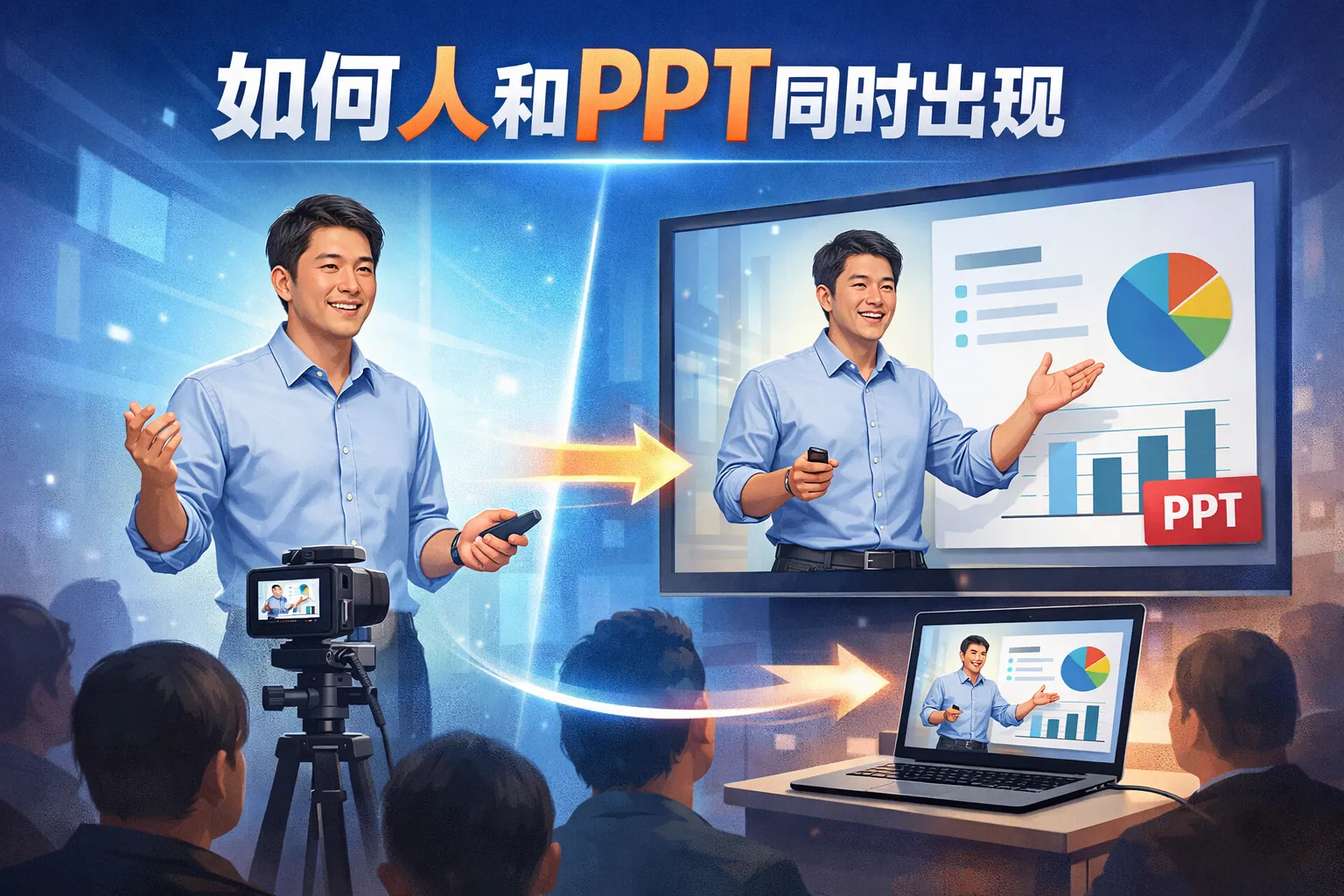 如何人和PPT同时出现