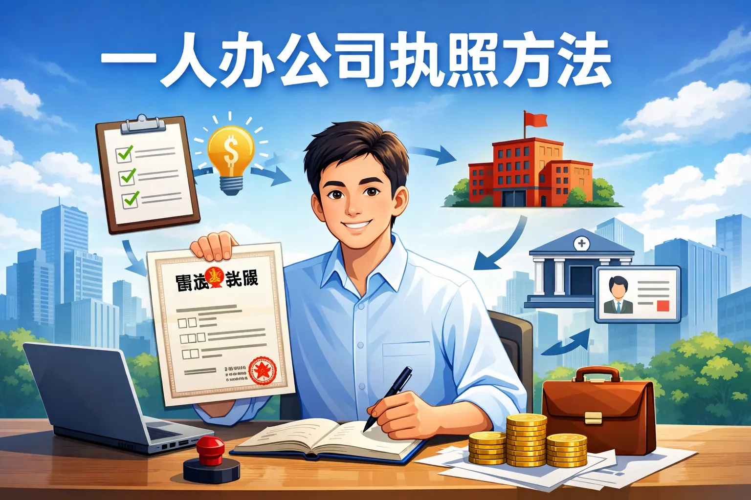 一人办公司执照方法