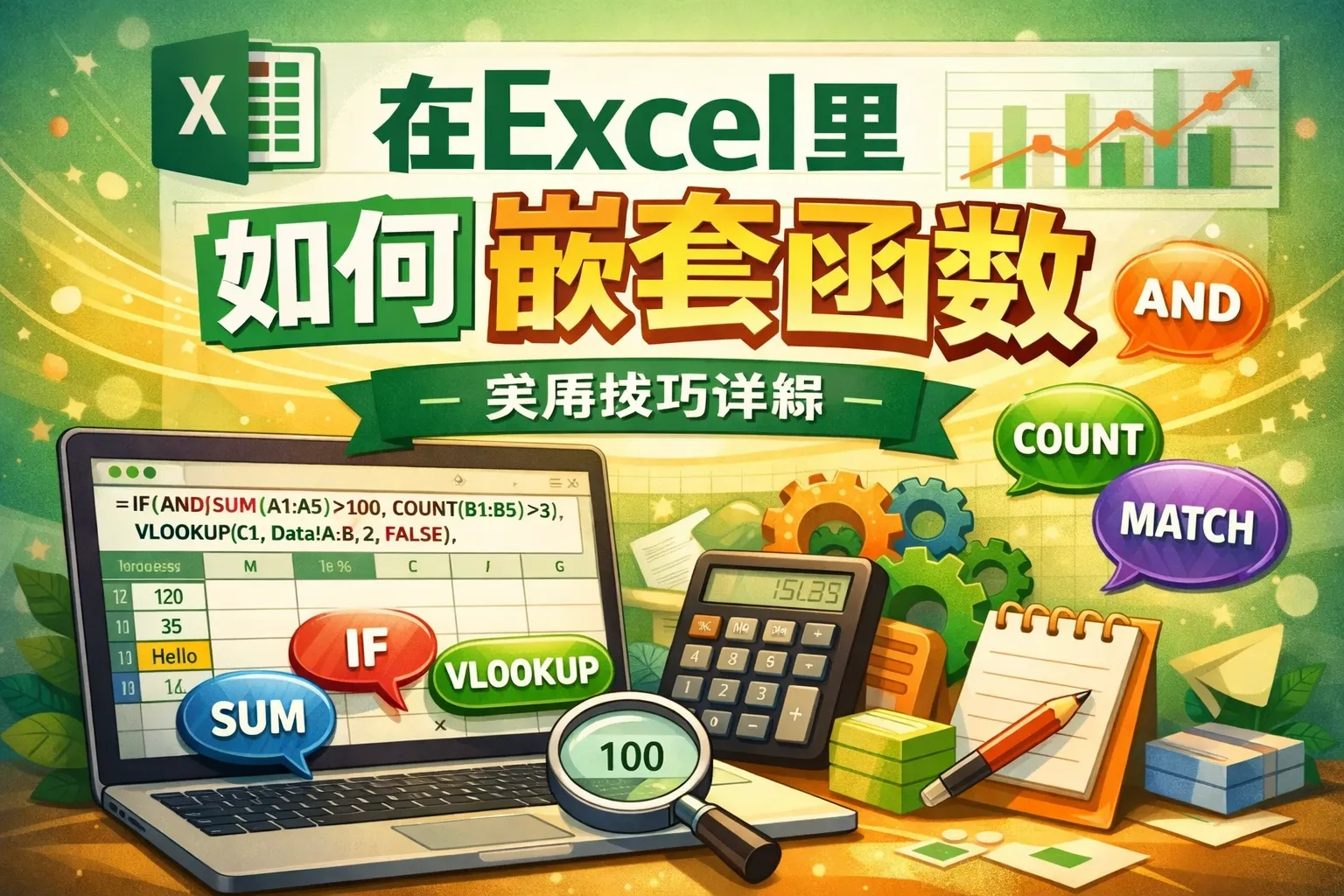 在excel里如何嵌套函数