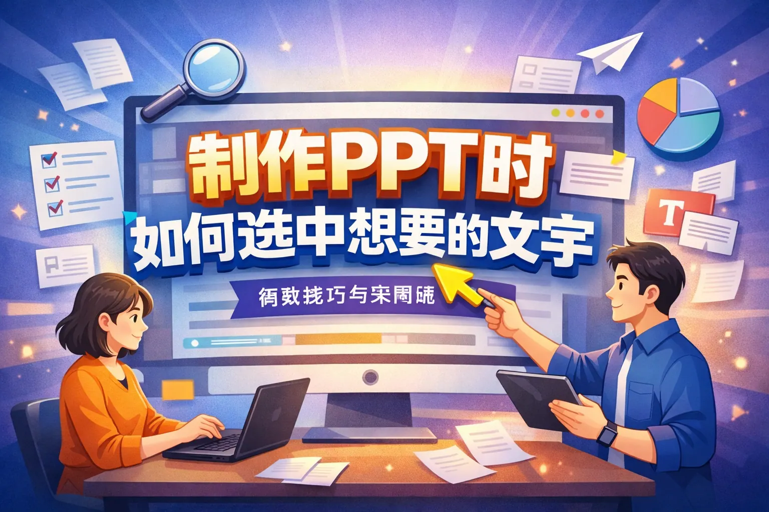 制作PPT时如何选中想要的文字