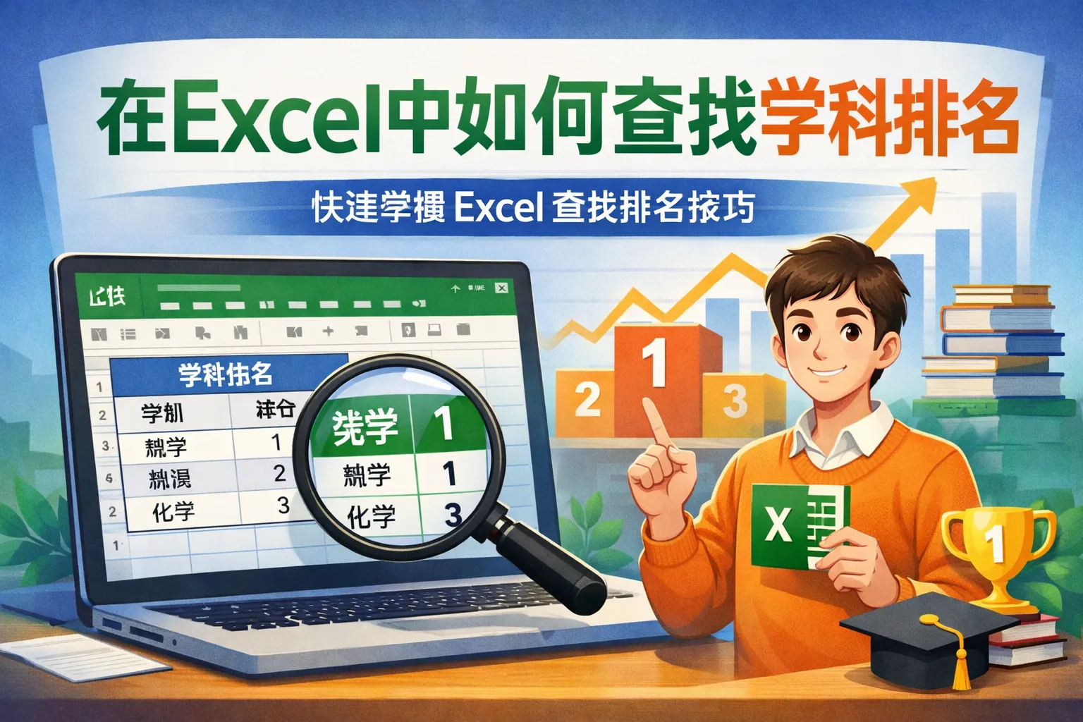 在excel中如何查找学科排名