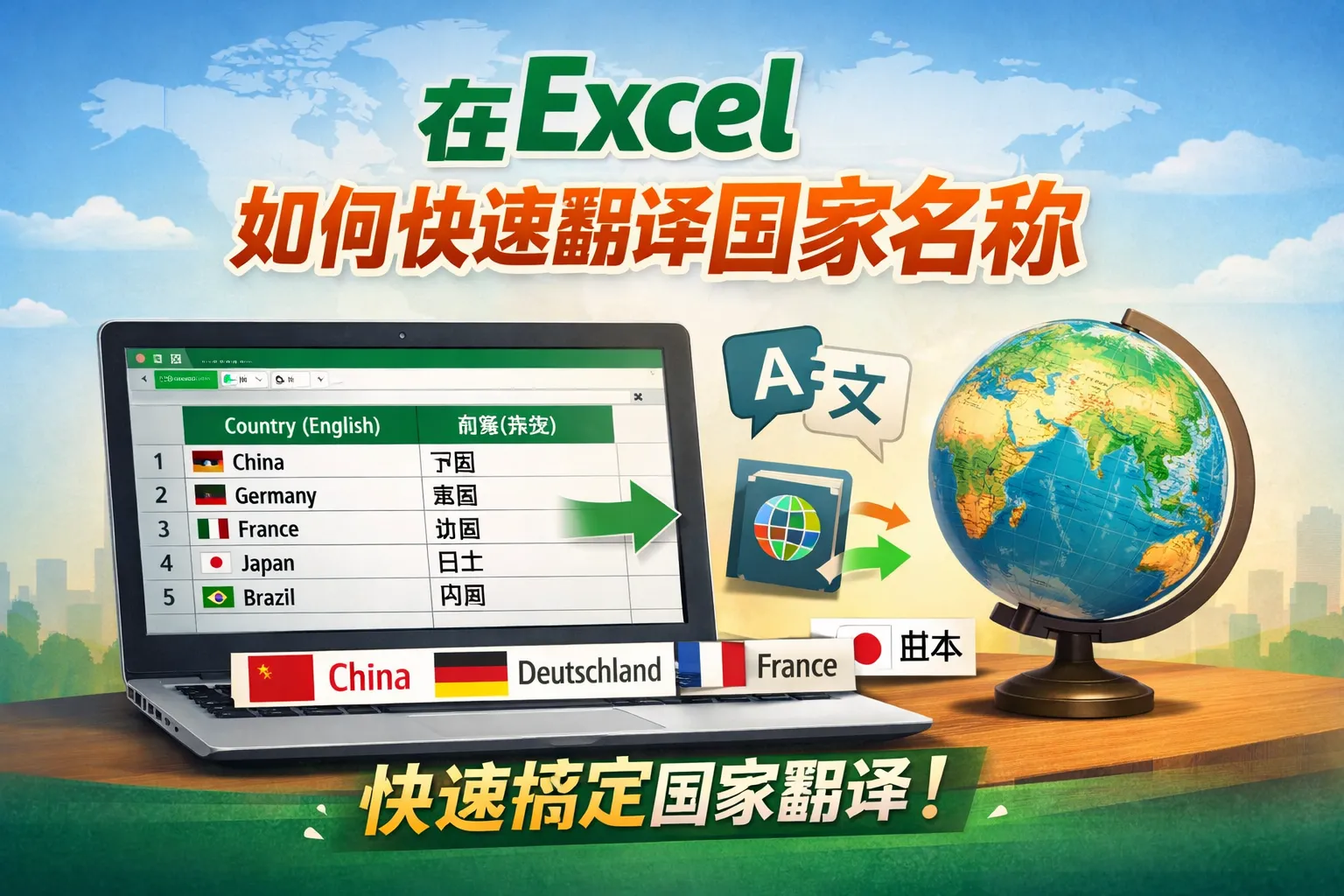 在excel如何快速翻译国家名称