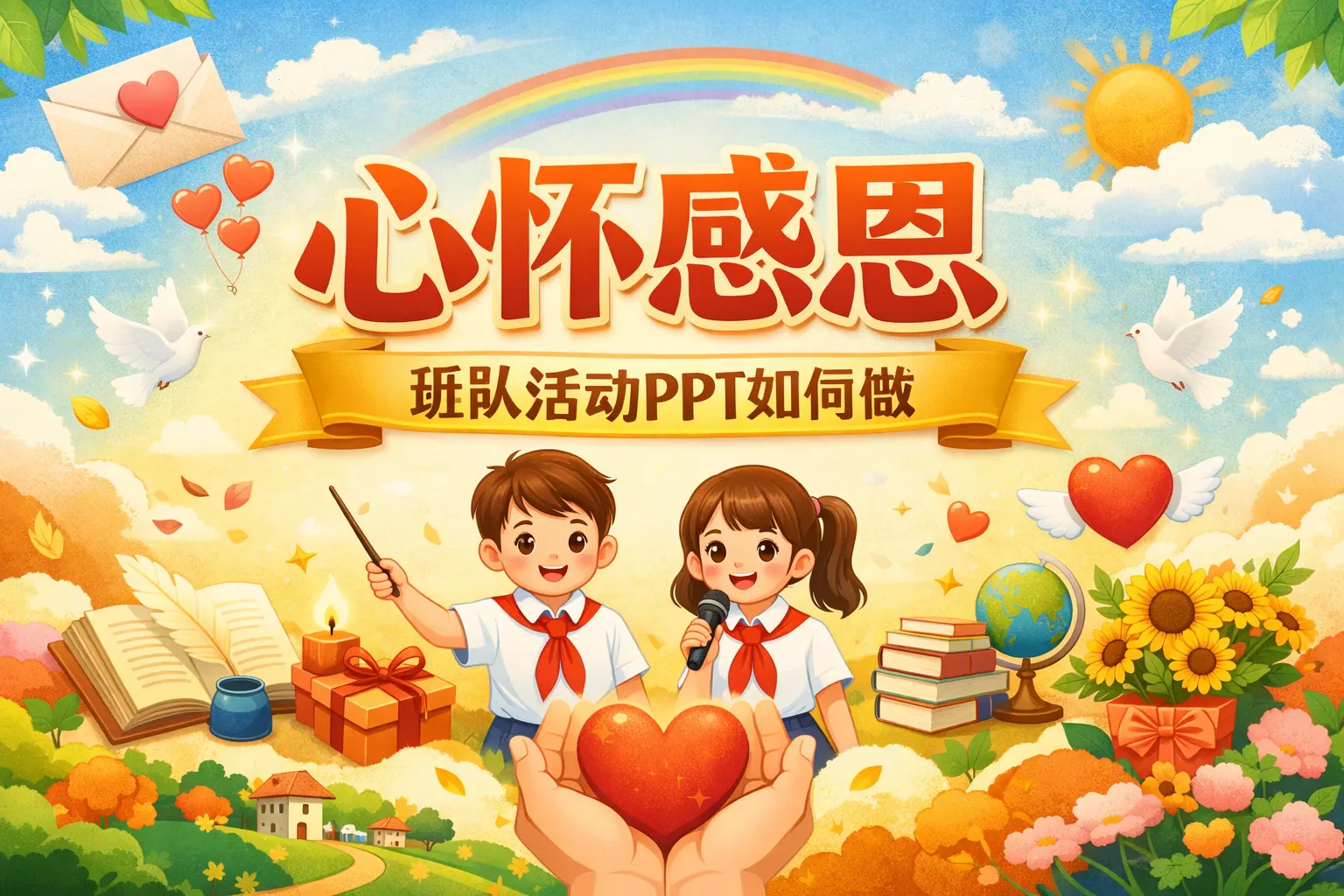 心怀感恩班队活动ppt如何做