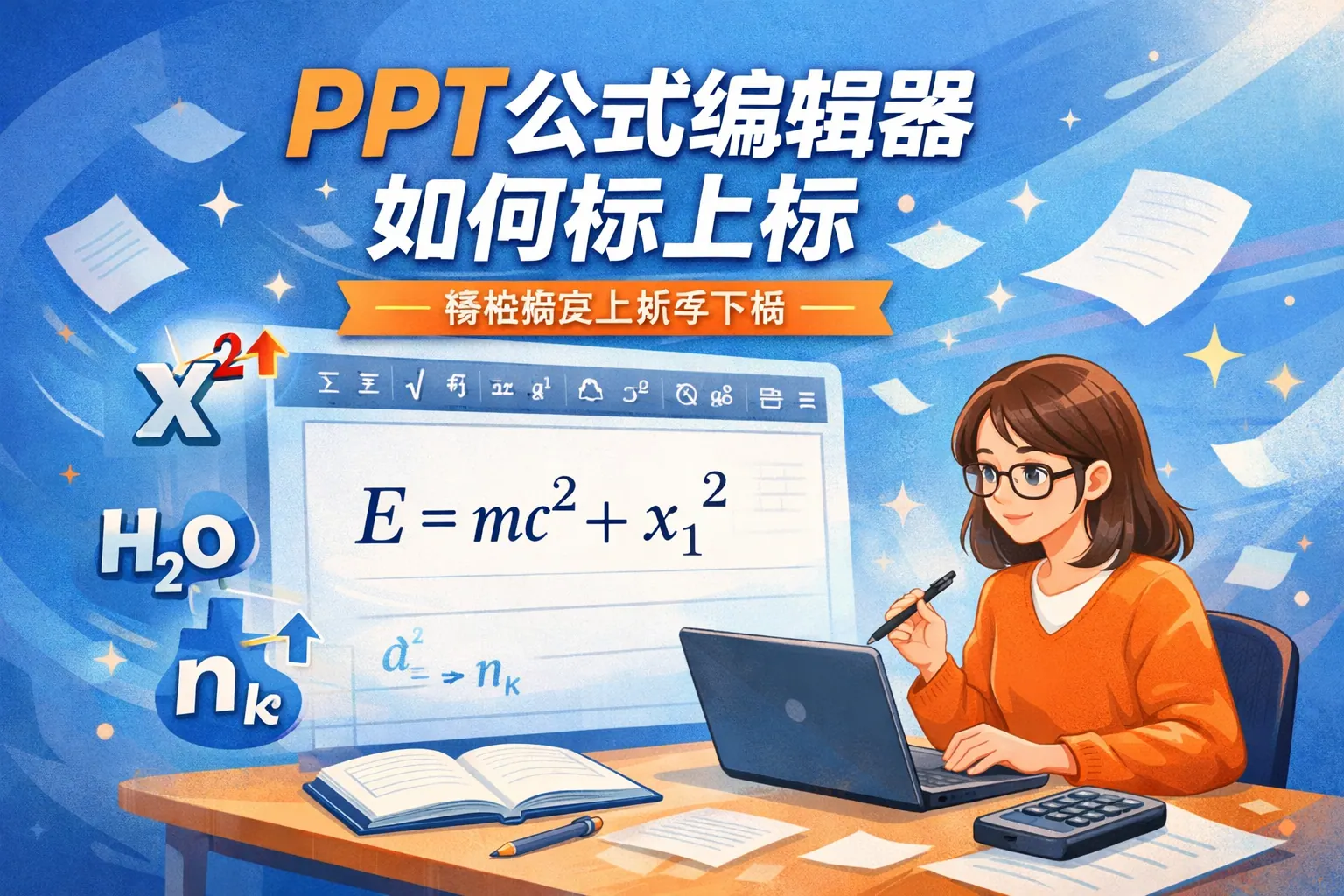 ppt公式编辑器如何标上标