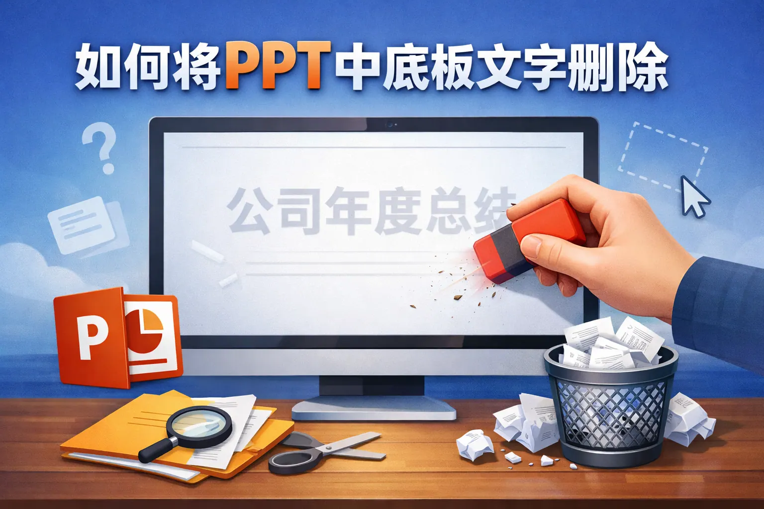 如何将ppt中底板文字删除