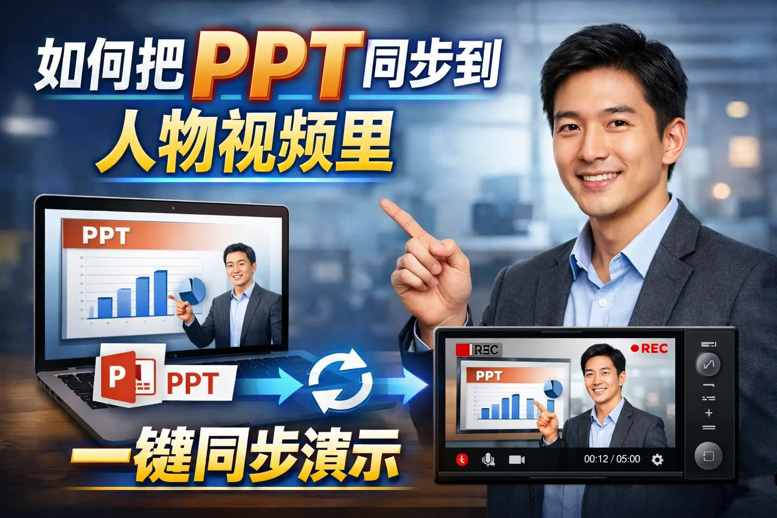 如何把PPT同步到人物视频里