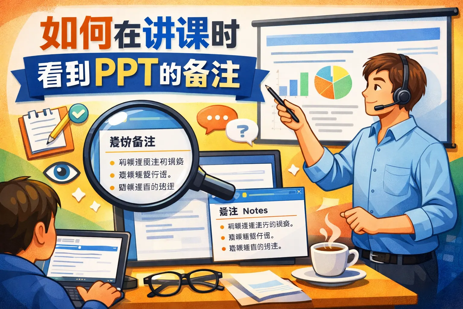 如何在讲课是看到ppt的备注