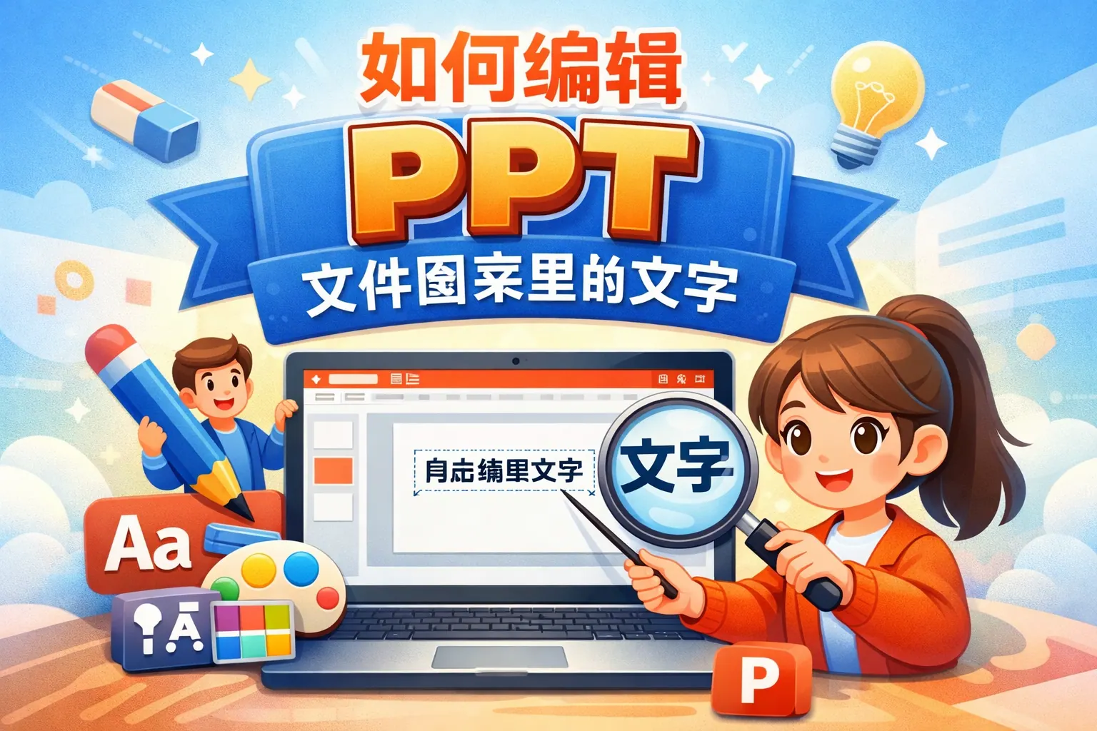 如何编辑ppt文件图案里的文字