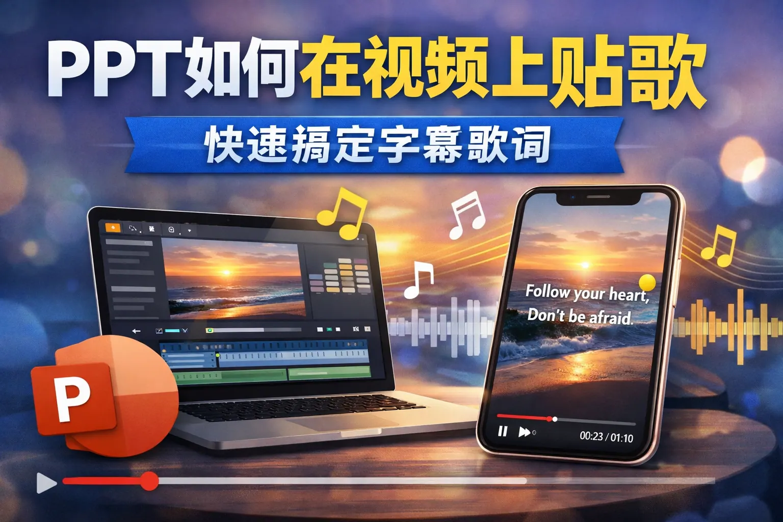 做ppt如何在视频上贴歌