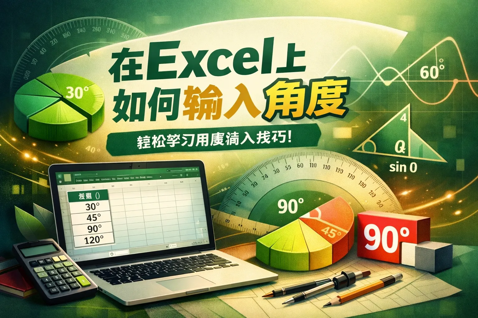在excel上如何输入角度