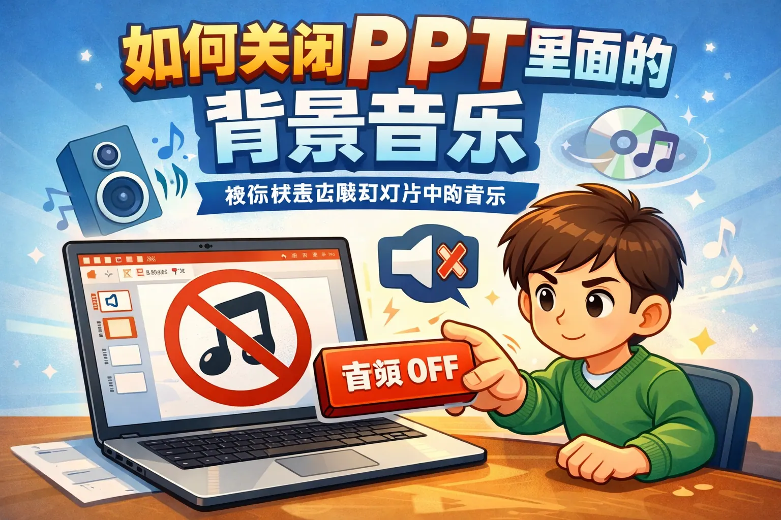 如何关闭ppt里面的背景音乐