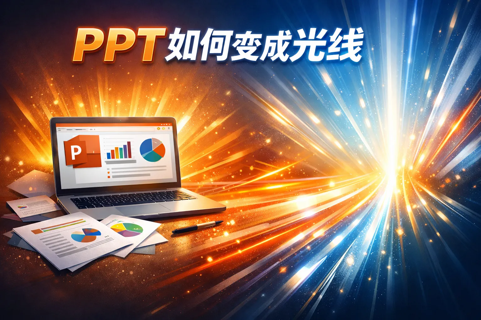 ppt如何变成光线