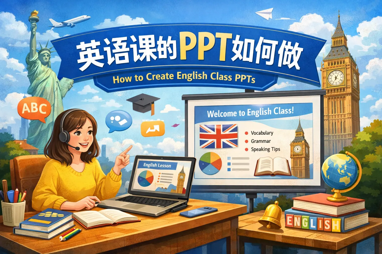 英语课的ppt如何做