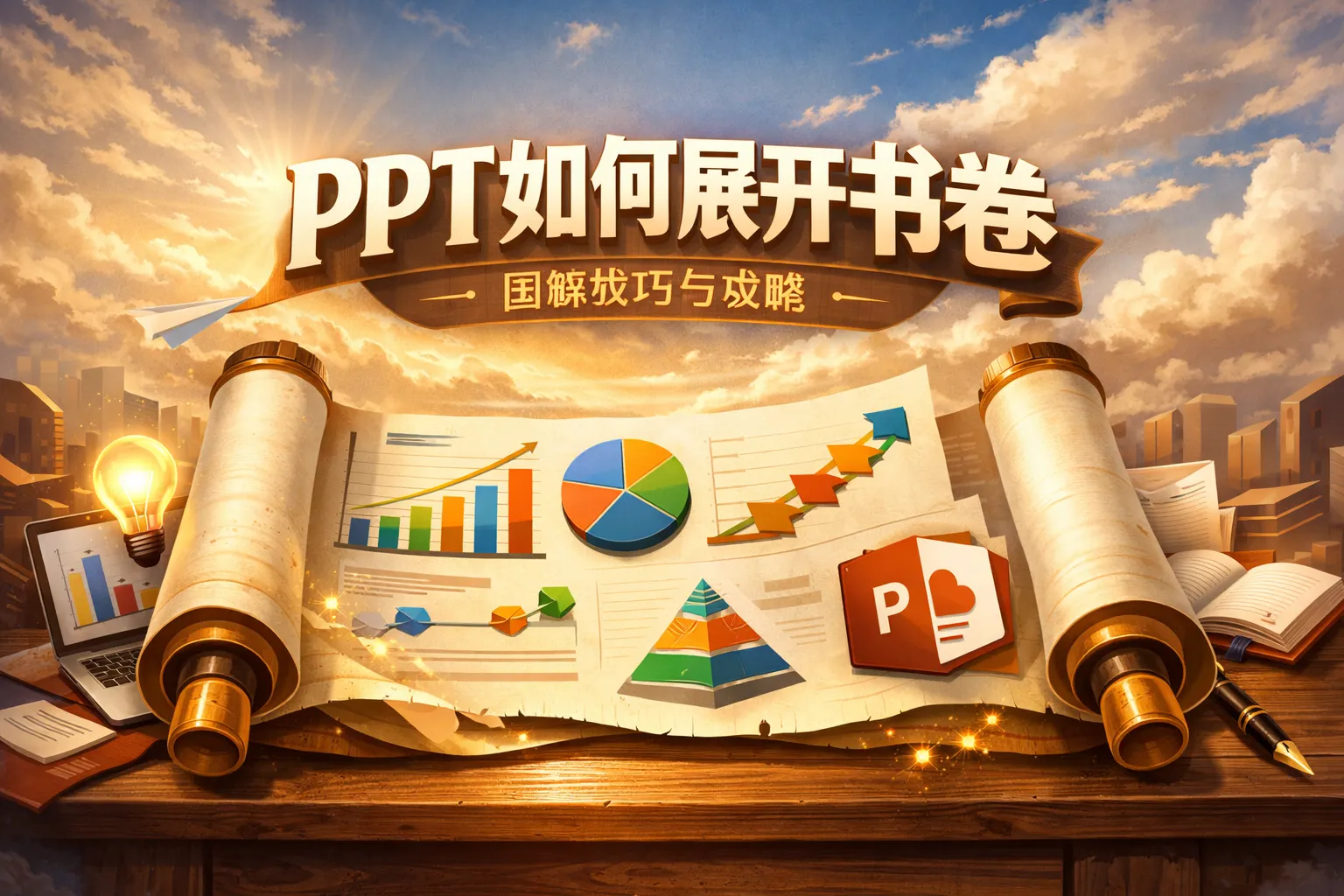 ppt如何展开书卷