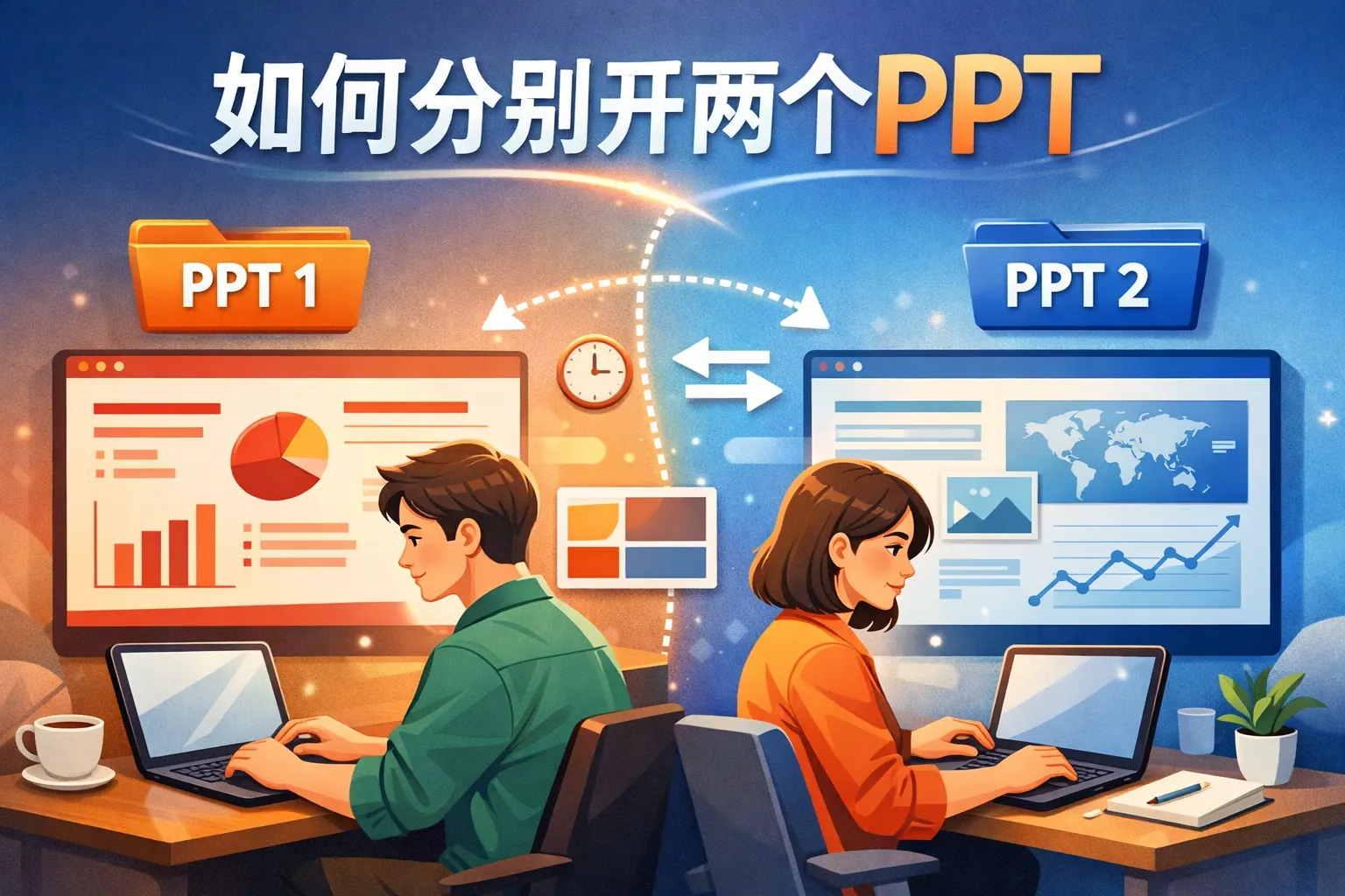 如何分别开两个ppt