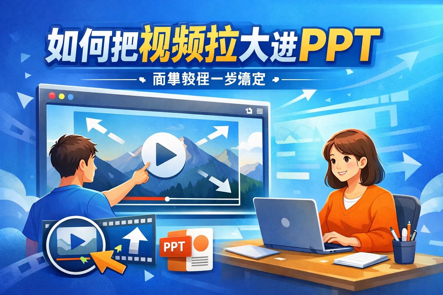 如何把视频拉大进ppt