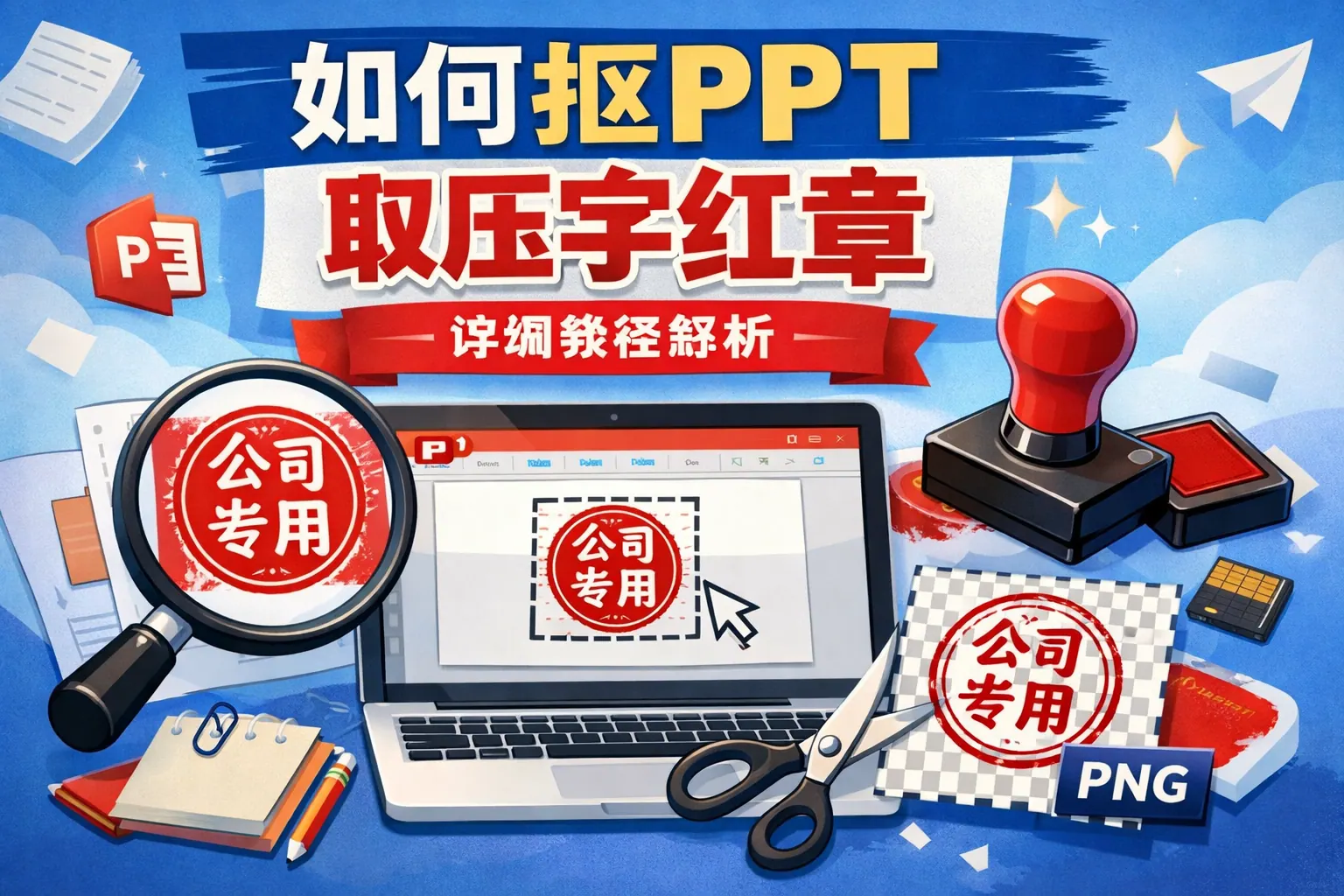 如何抠ppt取压字红章