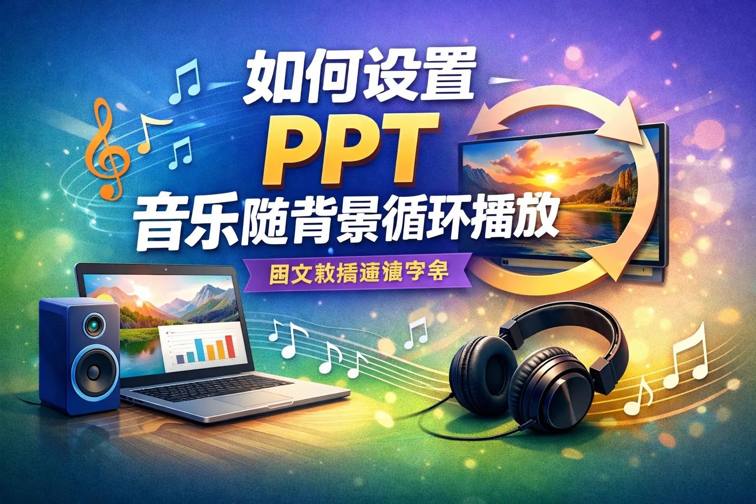 如何设置ppt音乐随背景循环播放