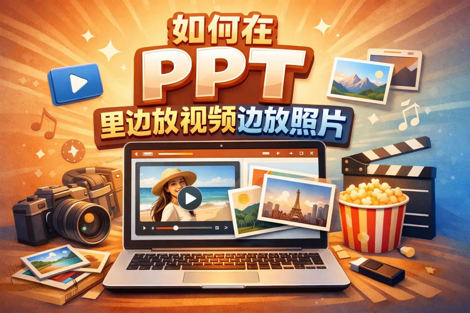 如何在ppt里边放视频边放照片