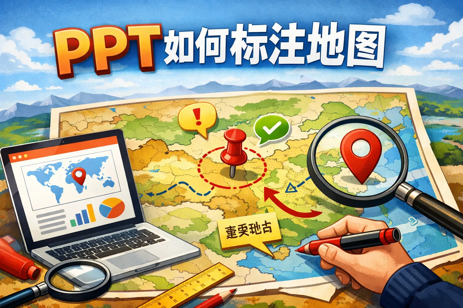 ppt如何标注地图