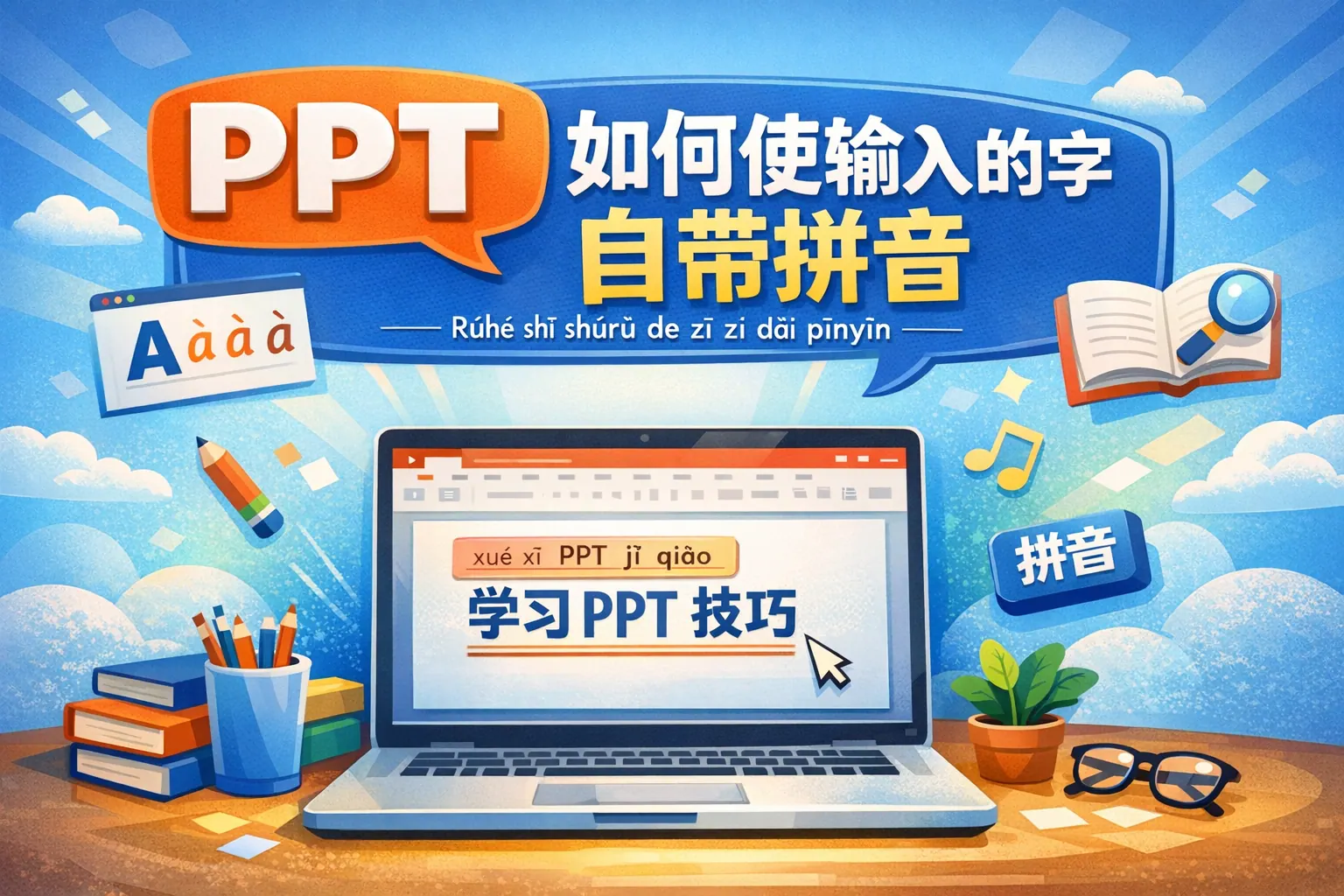 ppt如何使输入的字自带拼音