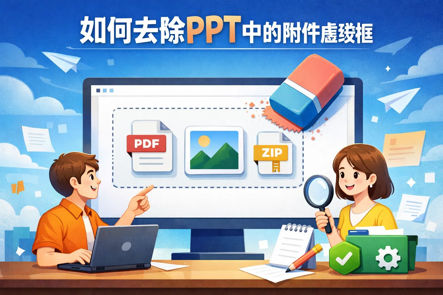 如何去除ppt中的附件虚线框