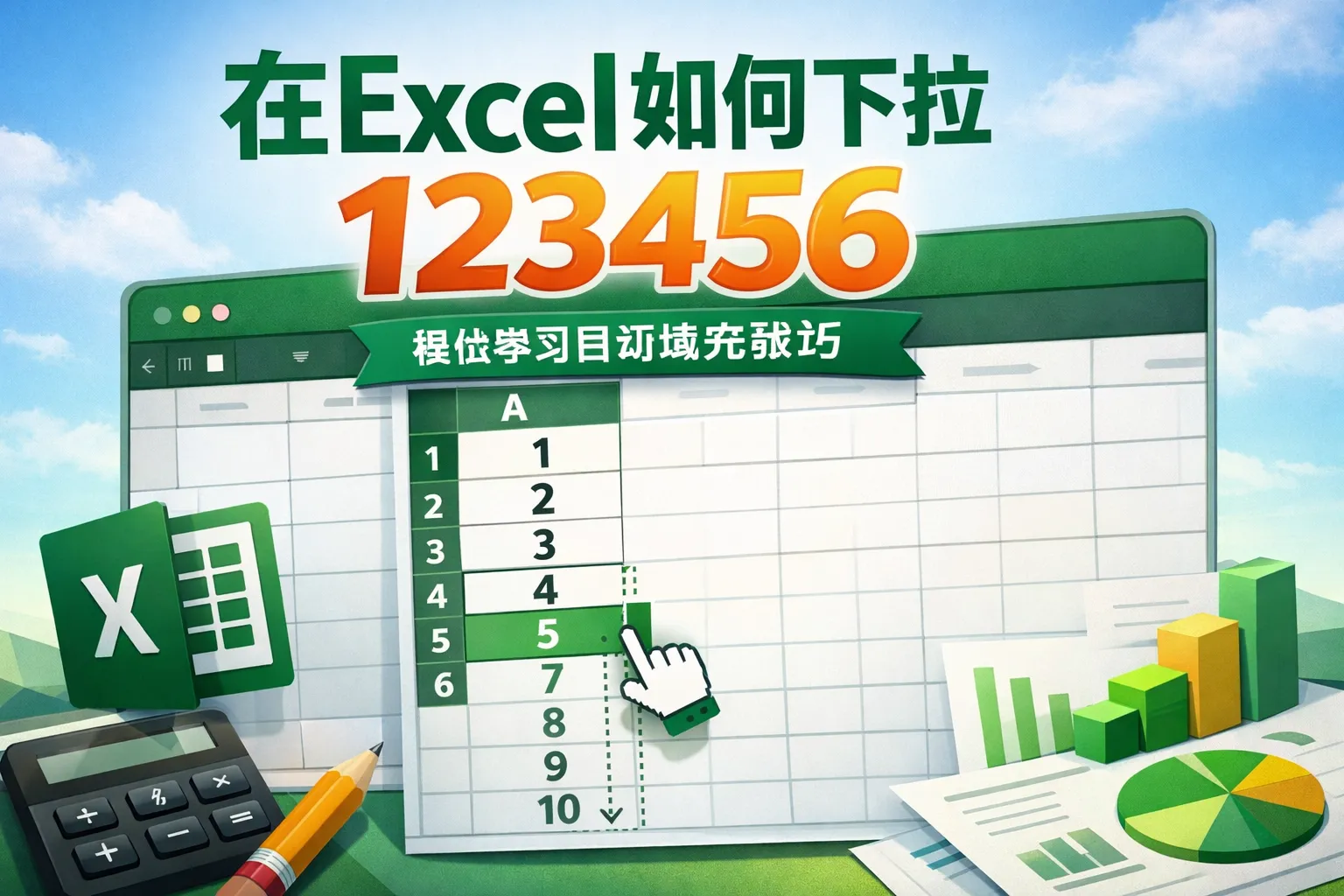 在excel如何下拉123456